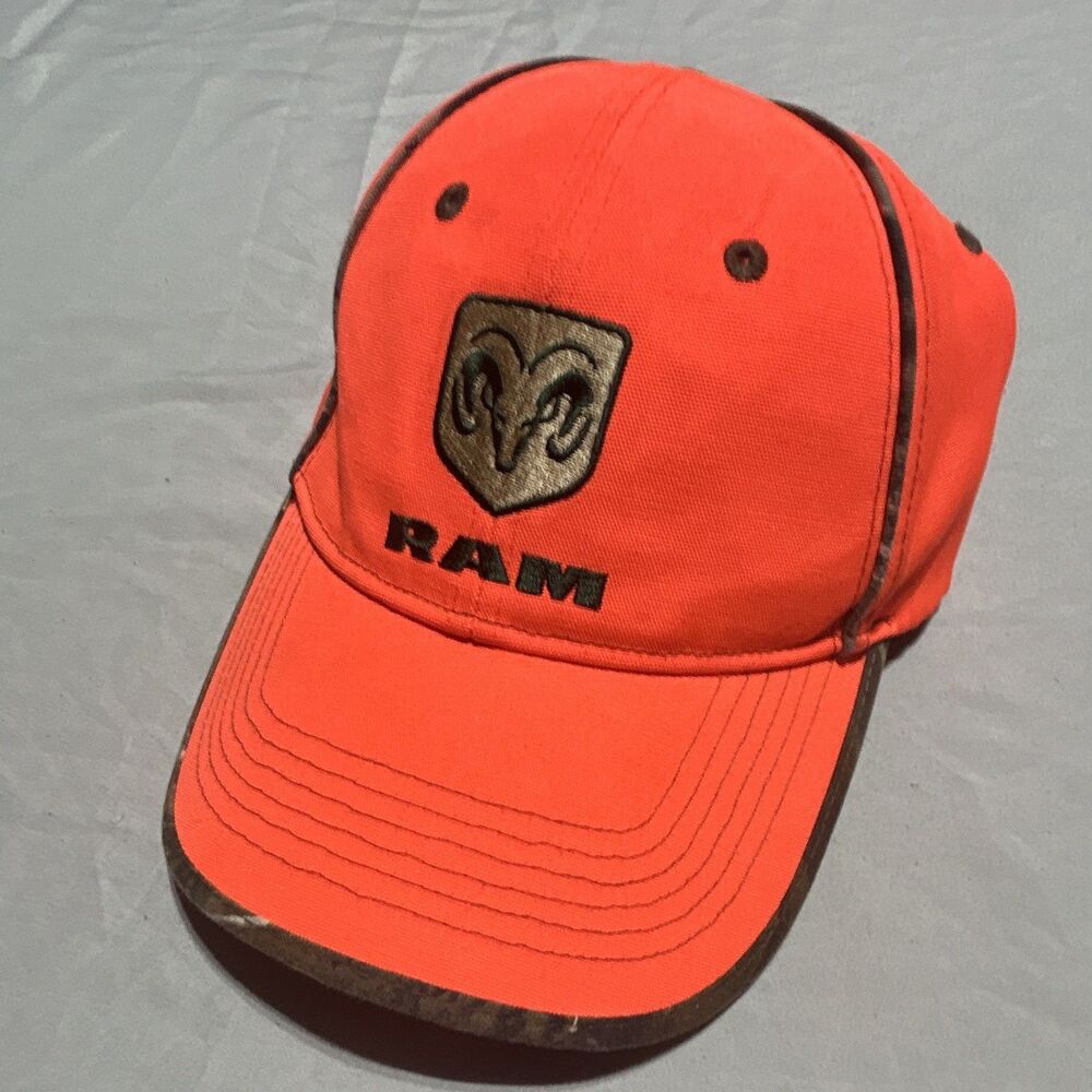 Dodge RAM Trucks Blaze Orange Camo Strapback Hat Hunting Cap Cap America OSFM
